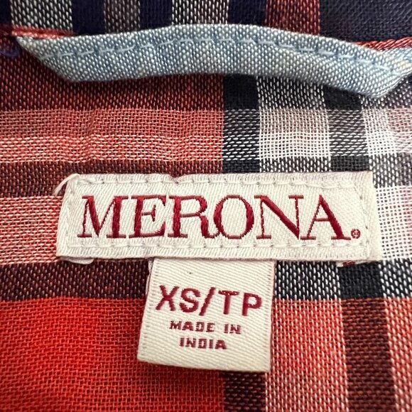 Merona Womens Multicolor Plaid Long Sleeve Collared Button Up Shirt Size XS - Picture 9 of 10